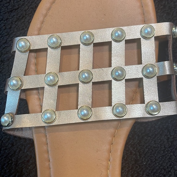 Rose gold and pearl slip on sandals - Picture 2 of 4
